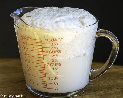 photo of yeast rising in measuring cup