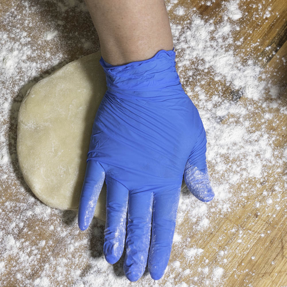 photo of a strawberry rhubarb pie crust prep