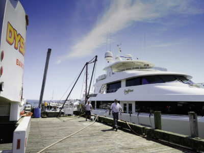 photo of dysart's truck filling yacht tank