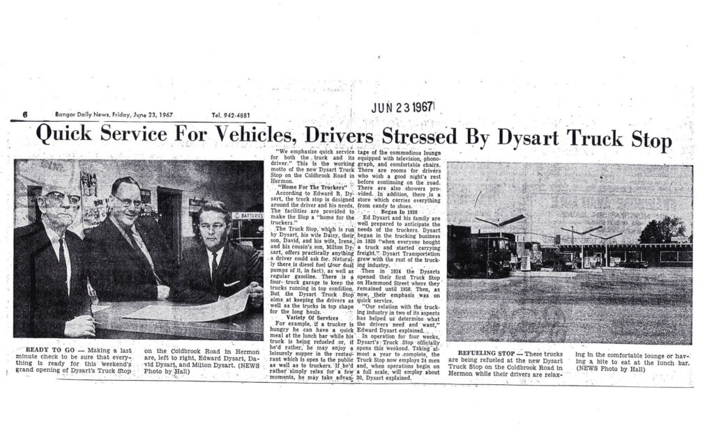 photo of newspaper article about Dysart's from jun 23 1967