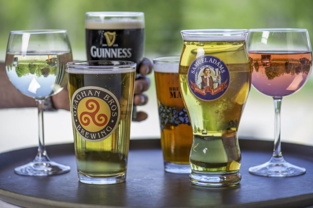 photo of glasses of beer and wine