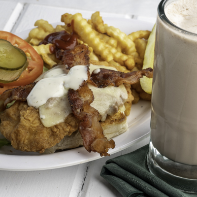 chickenburger Chicken Burger and a Milkshake