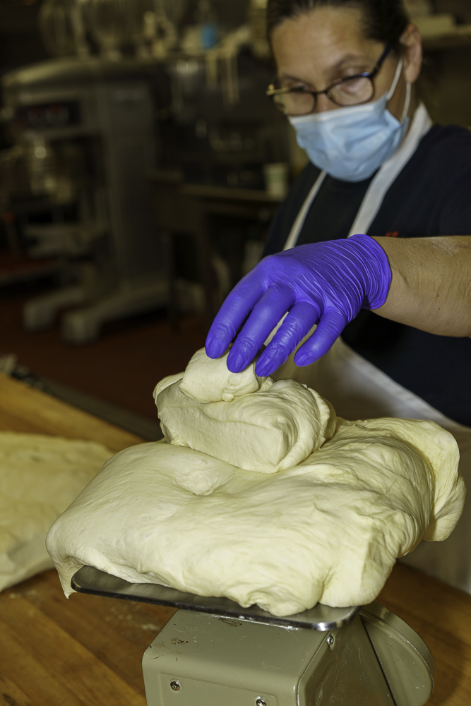 Weighing the bread